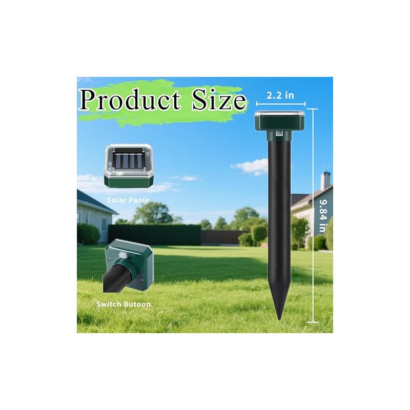 Mole Repellent Solar Powered 10 Pack,Snake Repellent Ultrasonic Vole Snake