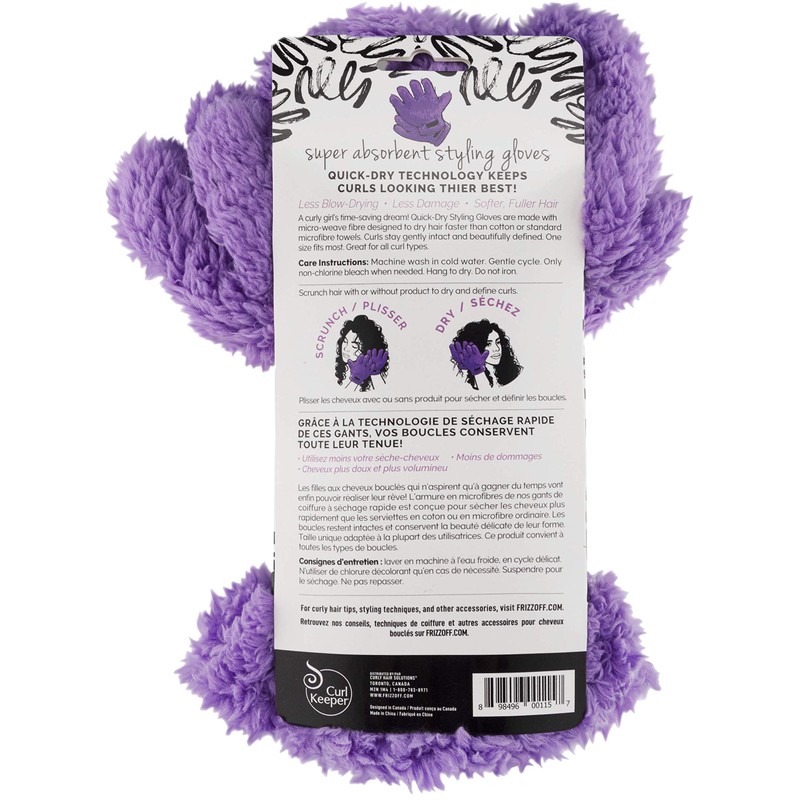 Curl Keeper Quick-Dry Styling Gloves | 2 Gloves | Microfiber