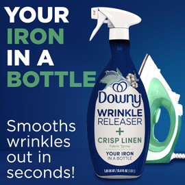 Downy Wrinkle Releaser Spray, All In One Formula, Removes Wrinkles, Static and Odor Eliminator, Crisp Linen Scent, 33.8 Fl Oz, Pack of 2 (Packaging May Vary)