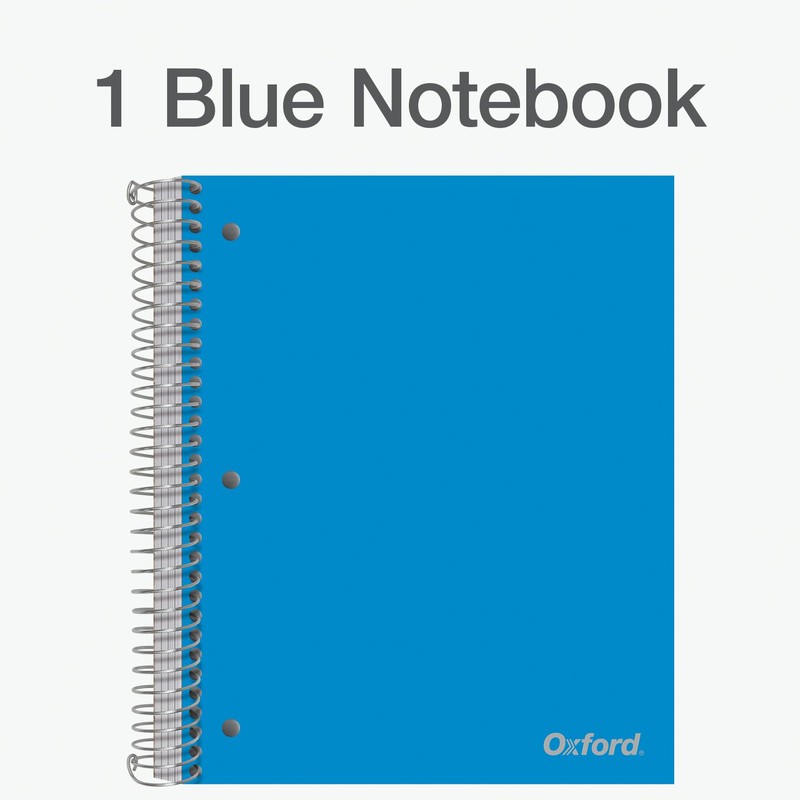 Oxford 5 Subject Spiral Notebook, Notebooks for School, Plastic Covers,