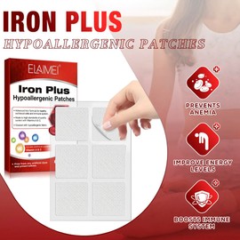 Advanced Iron Supplement Patches – Fast-Absorbing, Hypoallergenic, with Vitamins A & C for Energy, Immune Support & Healthy Red Blood Cells – 60 Pack