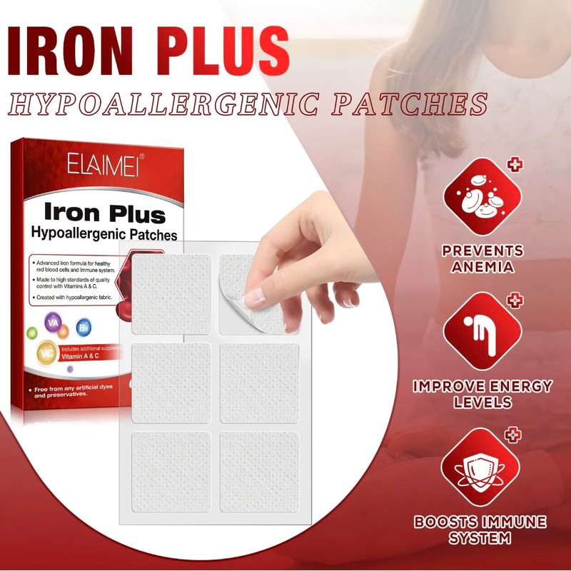Advanced Iron Supplement Patches – Fast-Absorbing, Hypoallergenic, with Vitamins A