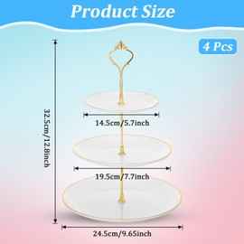 Grevosea 4 Pack Tiered Cupcake Stand, Plastic Cupcake Stand Tower 3 Tier Round Shape Dessert Serving Tray White Cookie Candy Buffet Stands for Tea Party Baby Shower Wedding Birthday