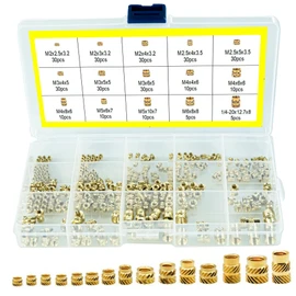 Threaded Inserts M2 M2.5 M3 M4 M5 M6 Female Thread Knurled Nuts Brass Insert for Plastic 3D Printing Components, Injection Molding, Hydraulic Welded Joint 300Pcs.