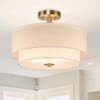 XiNBEi Lighting 16inch Semi Flush Mount Ceiling Light, 3-Light Brass