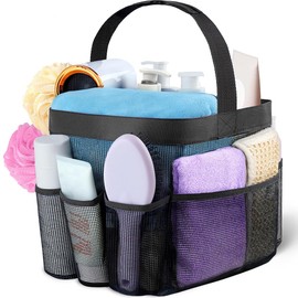 MOTRAIN Mesh Shower Caddy Portable for College Dorm Room Essentials with 8 Pockets, Hanging Shower Caddy Dorm Basket, Quick Dry Shower Bag for Bathroom