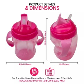 Exultimate Sippy Cup with Straw Transition First Year with Spill Proof Lid Easy Grip travel
