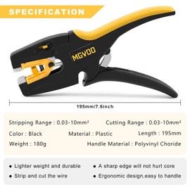 MGYOO Automatic Wire Stripper Tool with Cutter 32 to 7AWG Adjustable Electrical Cable Wire Stripping Tool Quick Strip Wire Cutter Stripper for Electrician and Automotive Repair