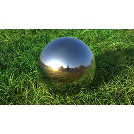 Lulu Decor, Size 16 Silver Stainless Steel Gazing Mirror Ball, Smooth Reflective Shiny Garden Decoration Globe