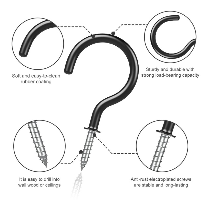 20 Pcs White Cup Hooks, Threaded Screw in Hooks for