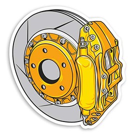 2 x 10cm Yellow Car Brake Caliper Vinyl Stickers - Drift Racing Sticker #20965 (10cm Wide)