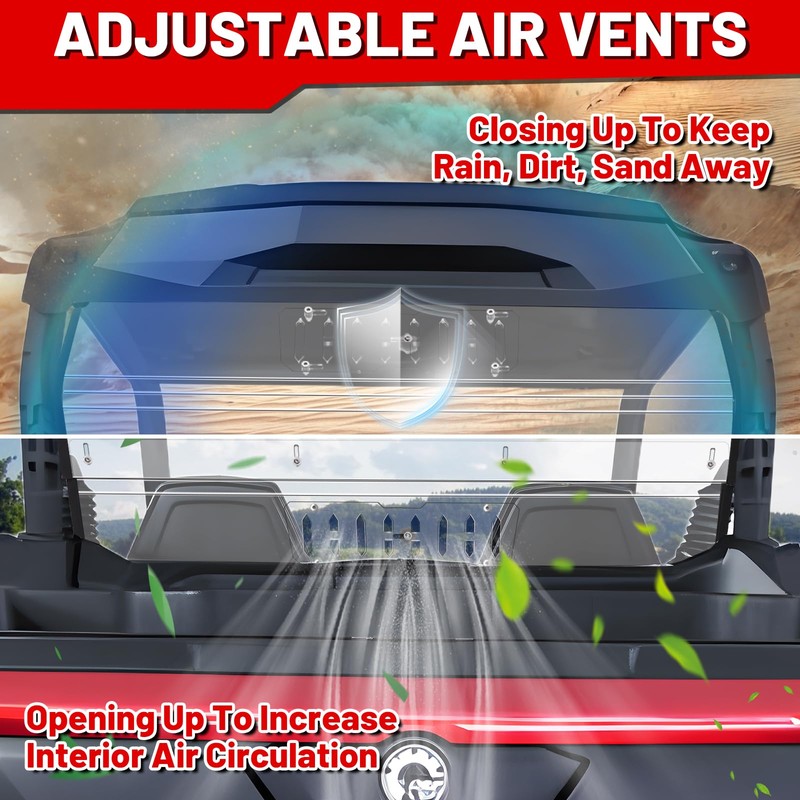 StarknightMT 2021+ Commander Vented Rear Windshield Back Window Compatible with