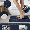 Navy Blue Bathroom Sets with Hookless Shower Curtain and Rugs