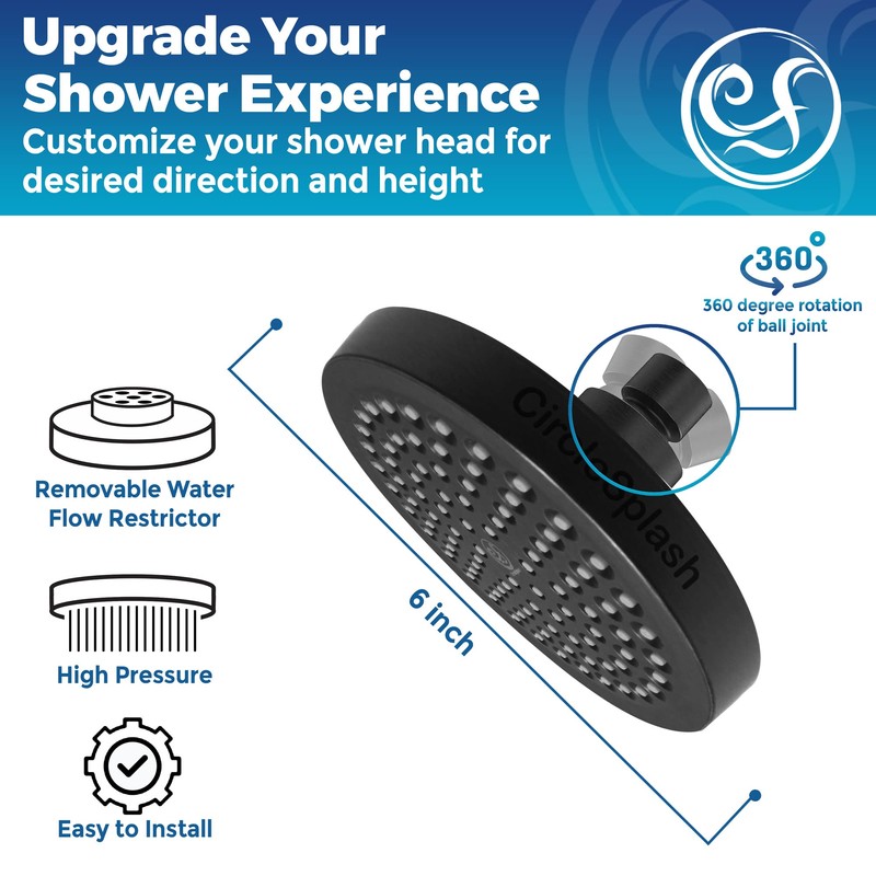 High Pressure Shower Head - Anti-Clogging Silicone Nozzles - 2.5