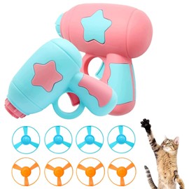 WVRLY Colourful Cat Fetch Toys Cat Chasing Flying Propeller Cat Funny Toys with 2 Shooter and 8 Discs for Cat Interaction, Exercise, Training, Hunting, Chasing
