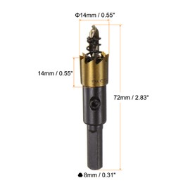 sourcing map Hole Saws 14 mm (9/16 Inch) M35 HSS (High-Speed Steel) Titanium Coated Drill Cutter Opener for Stainless Steel Aluminium Alloy Metal Wood Plastic Pack of 2
