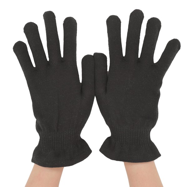 Silk Gloves, Prevents Rough Hands, Moisturizing, Hand Care While Sleeping, Good Morning Feeling, Sleep Gloves, Loose and Gentle Fit, Made in Japan, Black, 1 Pair