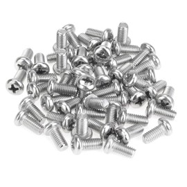55 Pieces M5 x 10mm Machine Screws, Thread Pitch 0.8mm, Sutemribor M5 Phillips Pan Head Machine Screws, 304 Stainless Steel, Fully Threaded, Silver