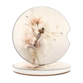 TXIANT Dragonfly Flower Car Coasters, Car Coasters for Cup Holders, 2PCS Universal Anti Slip Car Assecories, 2.56in Cute Car Coasters with A Finger Notch