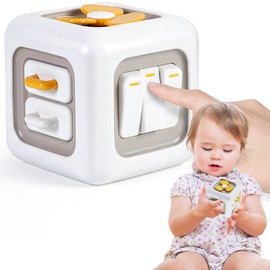 FYWOK Cubo Juguete de Aprendizaje, Juguete Montessori, Interruptor Ventilador Espejo Botones Cajones Aprendizaje como Juguetes Inquietos Habilidades Motoras Cubo para Bebés y Niños
