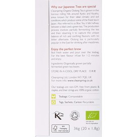 Clearspring Organic Japanese Oolong Tea, Semi-Fermented Blue Teabags, 0.316 kg, Pack of 4 TEA0705.036A