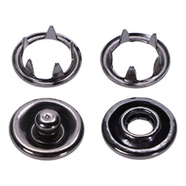 ONLYKXY 50 Sets 9.5mm Snap Buttons, Metal Ring Snaps, Snap Fasteners Kit, Hollow Prong Buckle (Black)