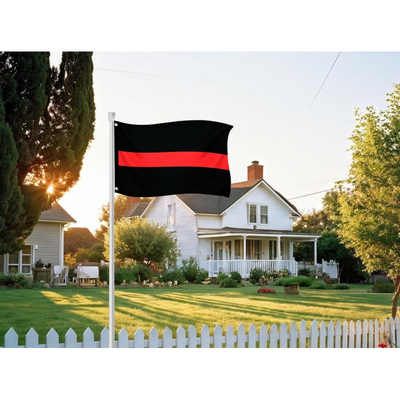 3x5 Feet Thin Red and Black Line Horizontal Stripes Flag