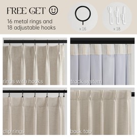 Topfinel 100% Blackout Curtains for Bedroom 84 Inches Long,Textured Beige Pinch Pleated Linen Black Out Advanced Curtains 2 Panels Set,Thermal Insulated Farmhouse Curtains for Living Room Track System