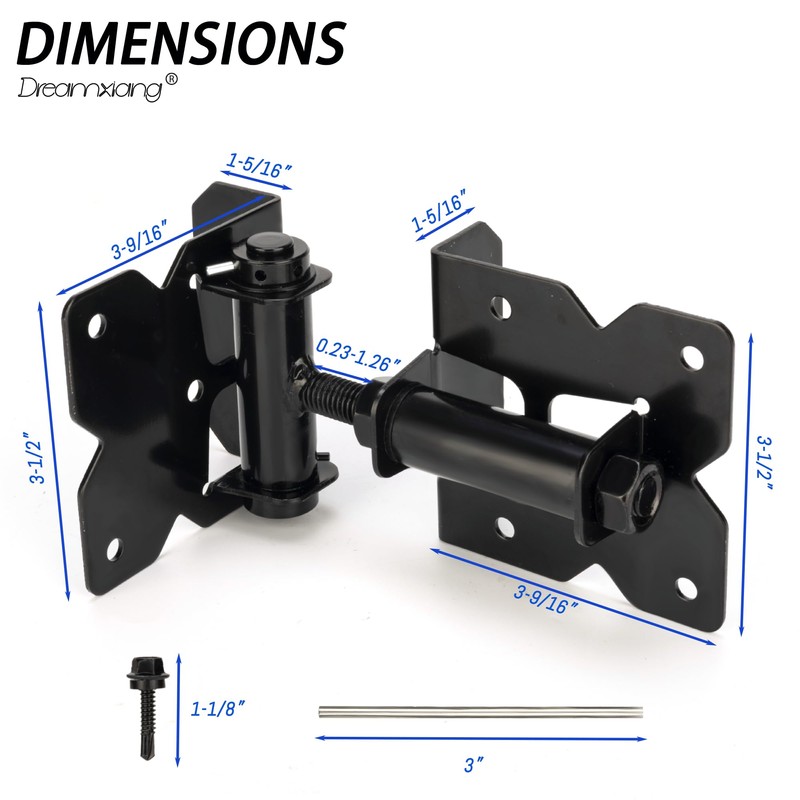 Dreamxiang Non-Weld Self Closing Gate Hinges Adjustable Heavy Duty Hardware