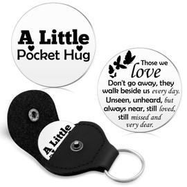 Memorial Pocket Hug Token Sympathy Gifts for Loss of Mother Father Grief Think of You Condolence Gifts for Women Remembrance Gift Pocket Hug Token for Women Men Inspirational Gift with Keychain