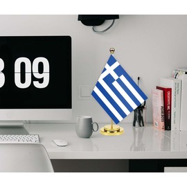 2PCS Greece Desk Flag,12 inch Tall Small Greek Indoor Banner,Tiny Printing Decor For Office Home Table