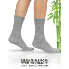Bamboo Socks Men & Women's Socks – 6 or 12 Pairs – Breathable Men's Socks & Women's Socks Made of Bamboo Fibres – Odour-Inhibiting Anti Sweat Socks Men & Women – Grey, 35/38