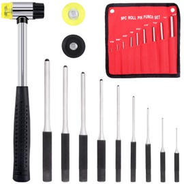 Cimeton 12Pcs Roll Pin Punch Set with Hammer and Storage Pouch, 9 Sizes 1/16" 5/64" 3/32" 1/8" 5/32" 3/16" 7/32" 1/4" 5/16'' Steel Removal Tool Kit for Jewelry Watches Craft Automotive…
