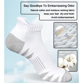 Heyoboy Men's Athletic Cushioned Cotton Socks Anti-blister Wicking Breathable Running Ankle Socks 5 Pairs