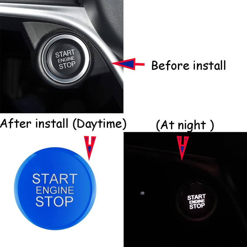 Angelguoguo Blue ABS Car Engine Start Stop Switch Button Cover