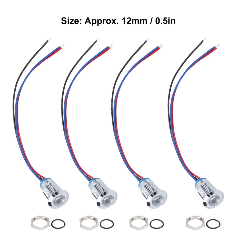 4 Sets PreWired Round LEDs Waterproof 2Color Indicator Lights Common