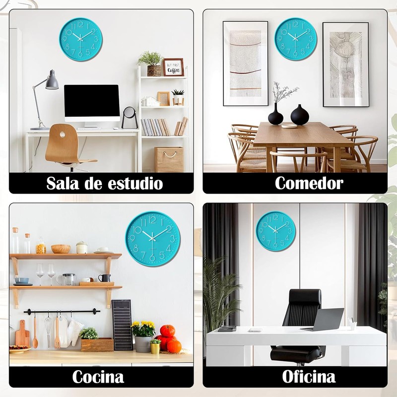 LAWAN Relojes Pared Grandede 12 Pulgadas,Sin Tictac,Adecuados para Sala de