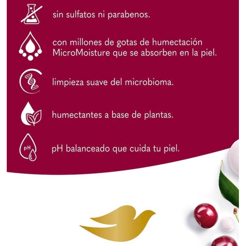 Dove Revitalize Gel de Baño, Cereza y Leche de Chía,