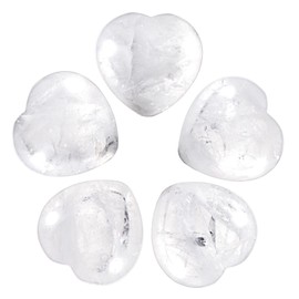 Nupuyai Pack of 5 Gemstone Heart Crystal Healing Stone Heart Shape Palm Stone Worry Stone Lucky Charm Heart Stone for Jewellery Making Decoration