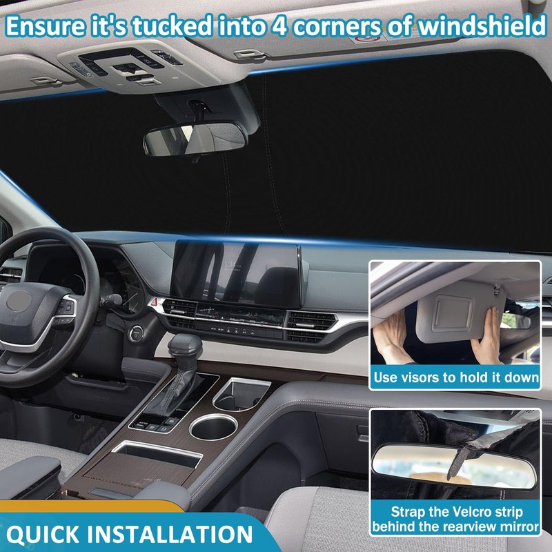 TOPINSTALL Thick Foldable Sunshade Compatible with 2021-2026 Toyota Sienna Accessories,