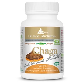Chaga according to Dr. Michalzik Tschaga Inonotus obliquus Vital Mushroom Natural Extract from Natural Wild Collection 420 mg Natural Extract per Capsule without Additives BIOTIKON®