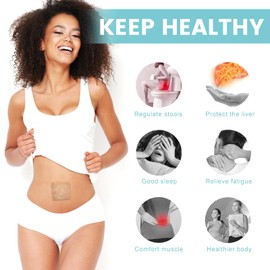 34Pcs Castor Oil Pack Wrap, Organic Cotton Castor Oil Patches for Belly Button, Disposable Self-Adhesive Pads, Portable Anti Leakage No Wash Kit