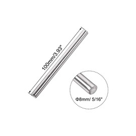uxcell 8mm x 100mm 304 Stainless Steel Solid Round Rod for DIY Craft - 5pcs