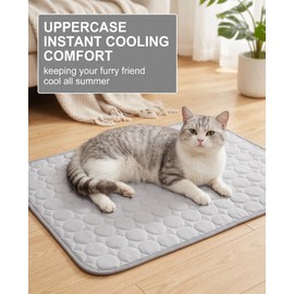 DLPRK Tappetino Rinfrescante 50x40 cm | Autorinfrescante Seta di Ghiaccio Grigio per Cani Gatti | Allevia il Caldo Estivo, Cuccia Fresca
