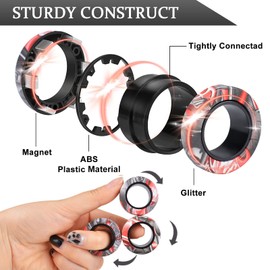 3Pcs Magnetic Rings Fidget Toy Set, Idea ADHD Anxiety Magnetic Fidget Toys Adults Fidget Spinner Rings for Relief, Christmas Stocking Stuffers Gifts for 8 9 10 11 12 13+ Year Old Teen Boy Girl B