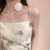 xdlhghe Flower Cord Necklace for Women Leather Black White Cute