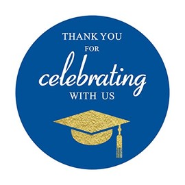 50 Pack of 2 Round Blue Graduation Stickers Graduation Thank You Sticker Labels Candy Stickers for Graduation Party Favors