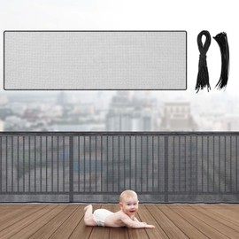 Hosuly Banister Guard 15 x 3.3 ft Balcony Netting for Kids Pets Stairway Safety Net Baby Fence Door Balcony Netting Safety Mesh Stair Net with No Drilling for Apartment Railing(Black)