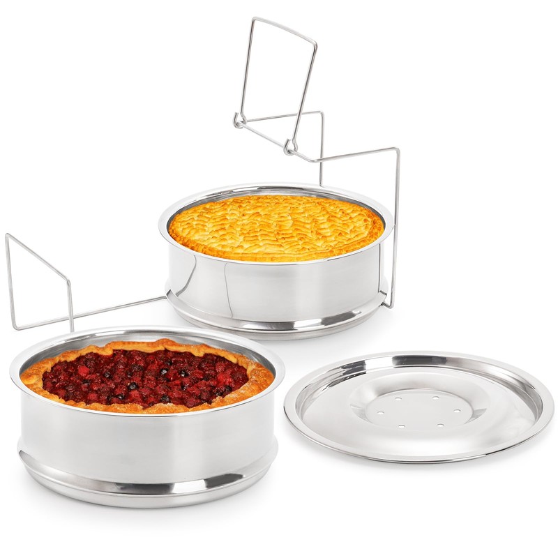 WUWEOT Stackable Steamer Insert Pans, 2 Tier Stainless Steel Pot-in-Pot