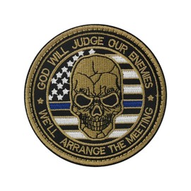 TOYTOSMPL St. Michael Blue Flag Skull Hook and Loop Strips for Decoration Use Embroidered Patches Applique Accessories for Jackets, Backpacks Hats Helmets